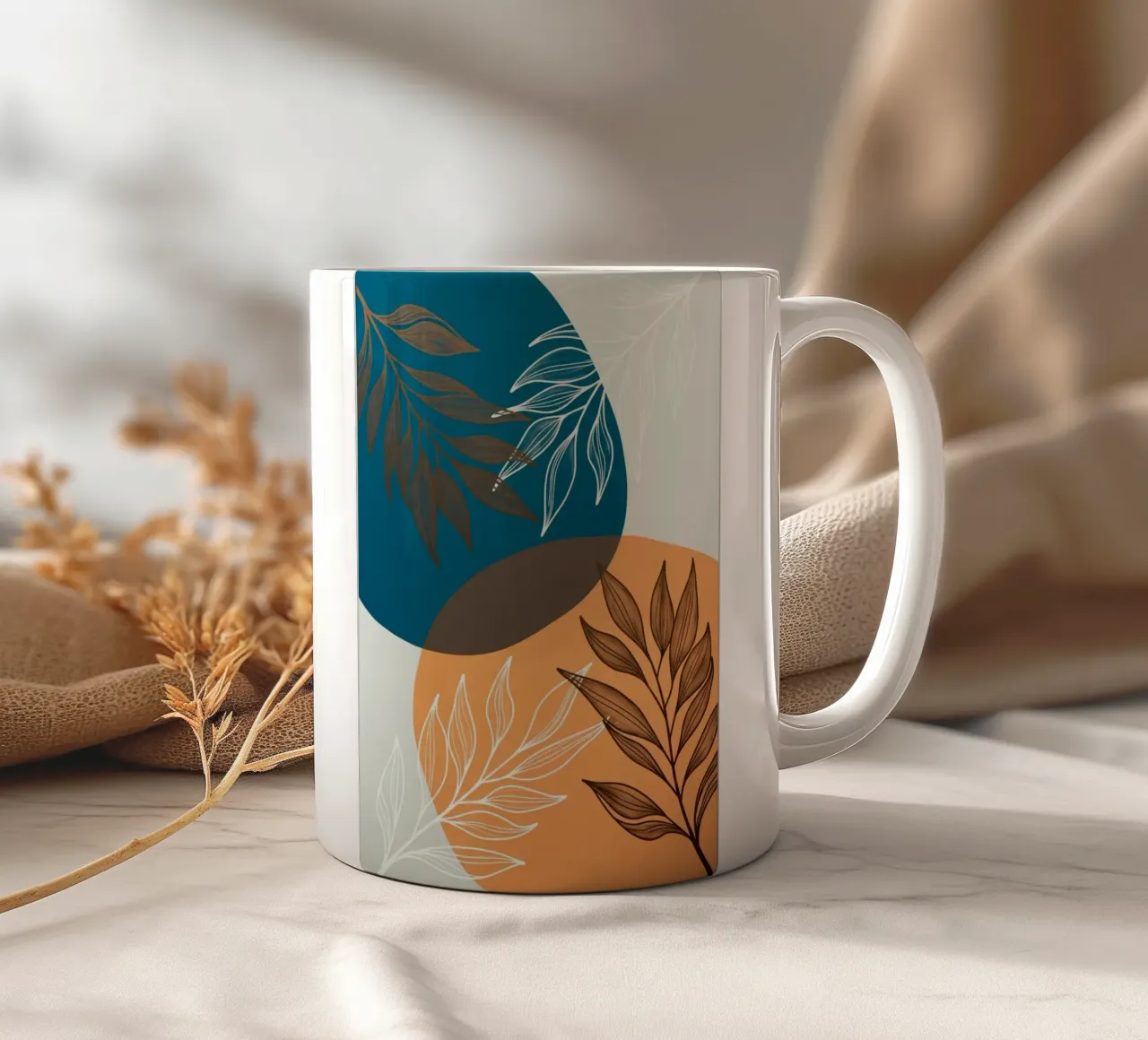 Stampa su tela di foglie botaniche Boho tazza in ceramica da Artistic-shop
