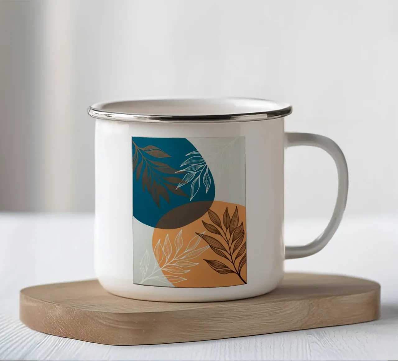 Boho Botanische Bladeren Canvas Print emaille mok van Artistic-shop