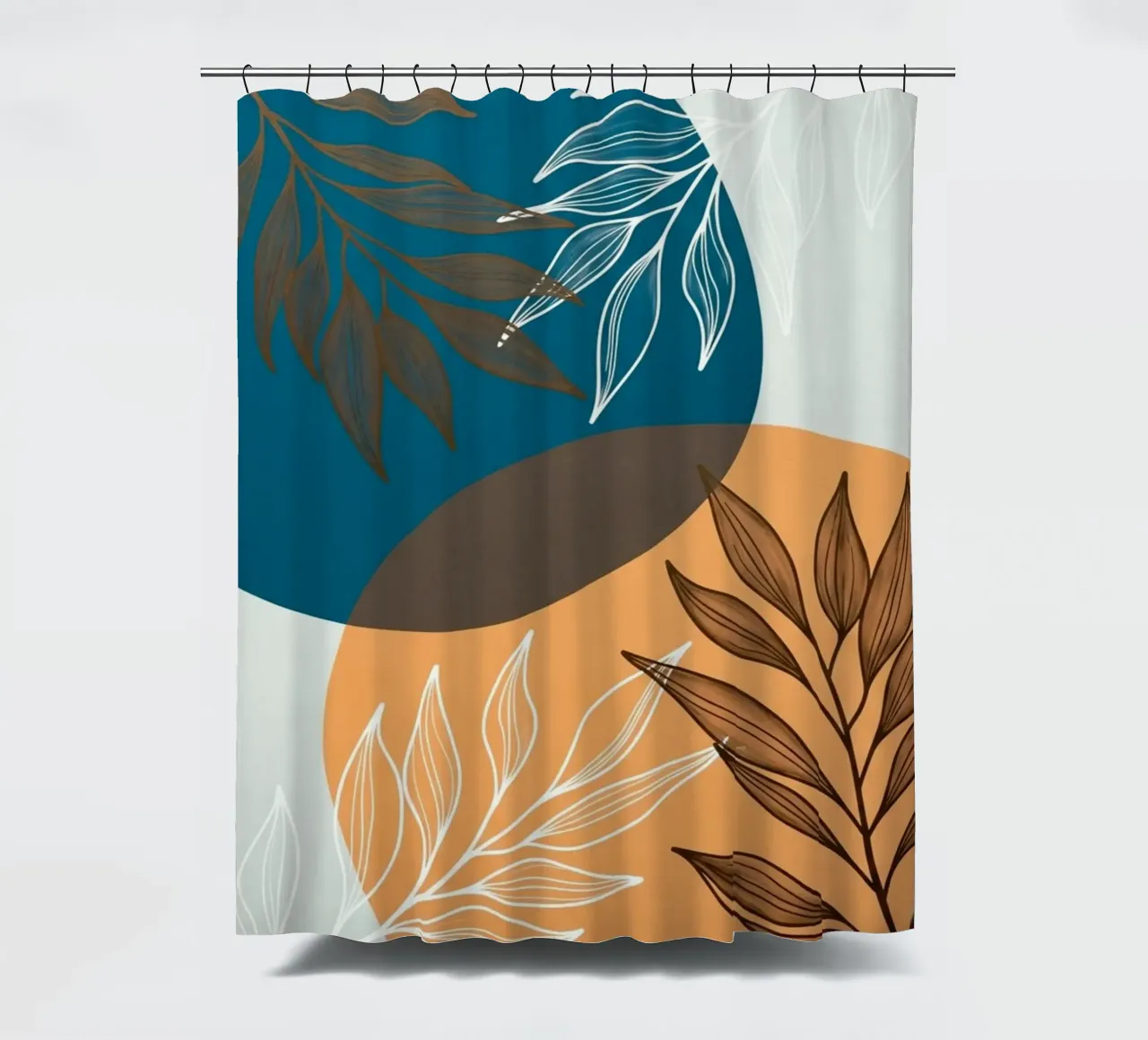 Boho Botanische Bladeren Canvas Print douchegordijn van Artistic-shop