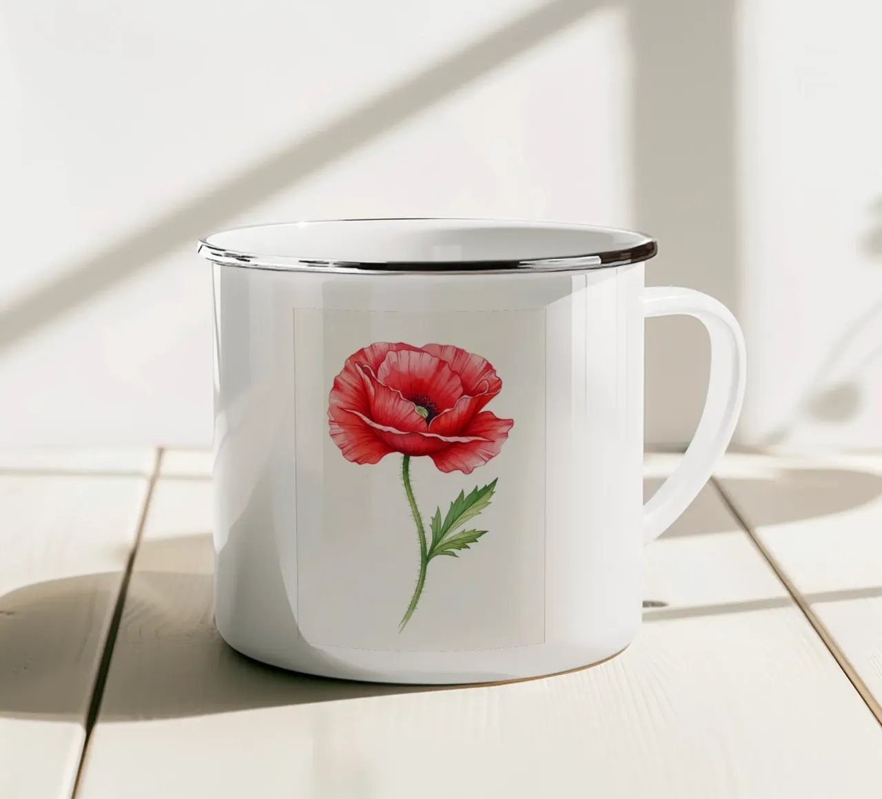 Papavero rosso vibrante: uno studio ad acquerello sul ricordo e sulla bellezza tazza in smalto da Artistic-shop