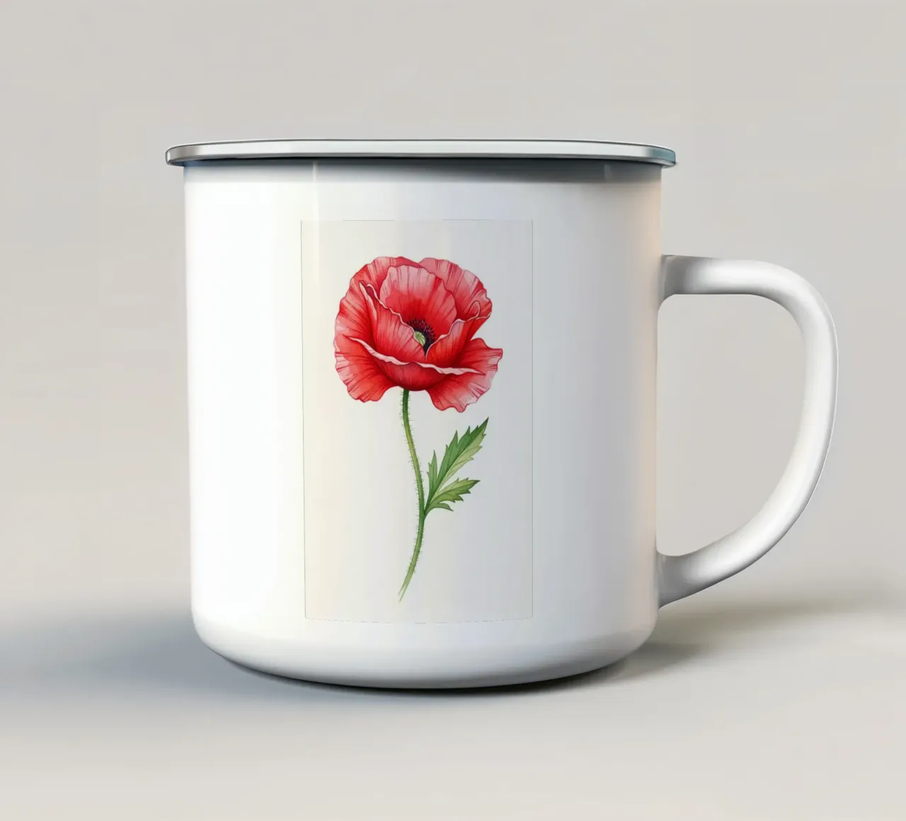 Papavero rosso vibrante: uno studio ad acquerello sul ricordo e sulla bellezza tazza in smalto da Artistic-shop
