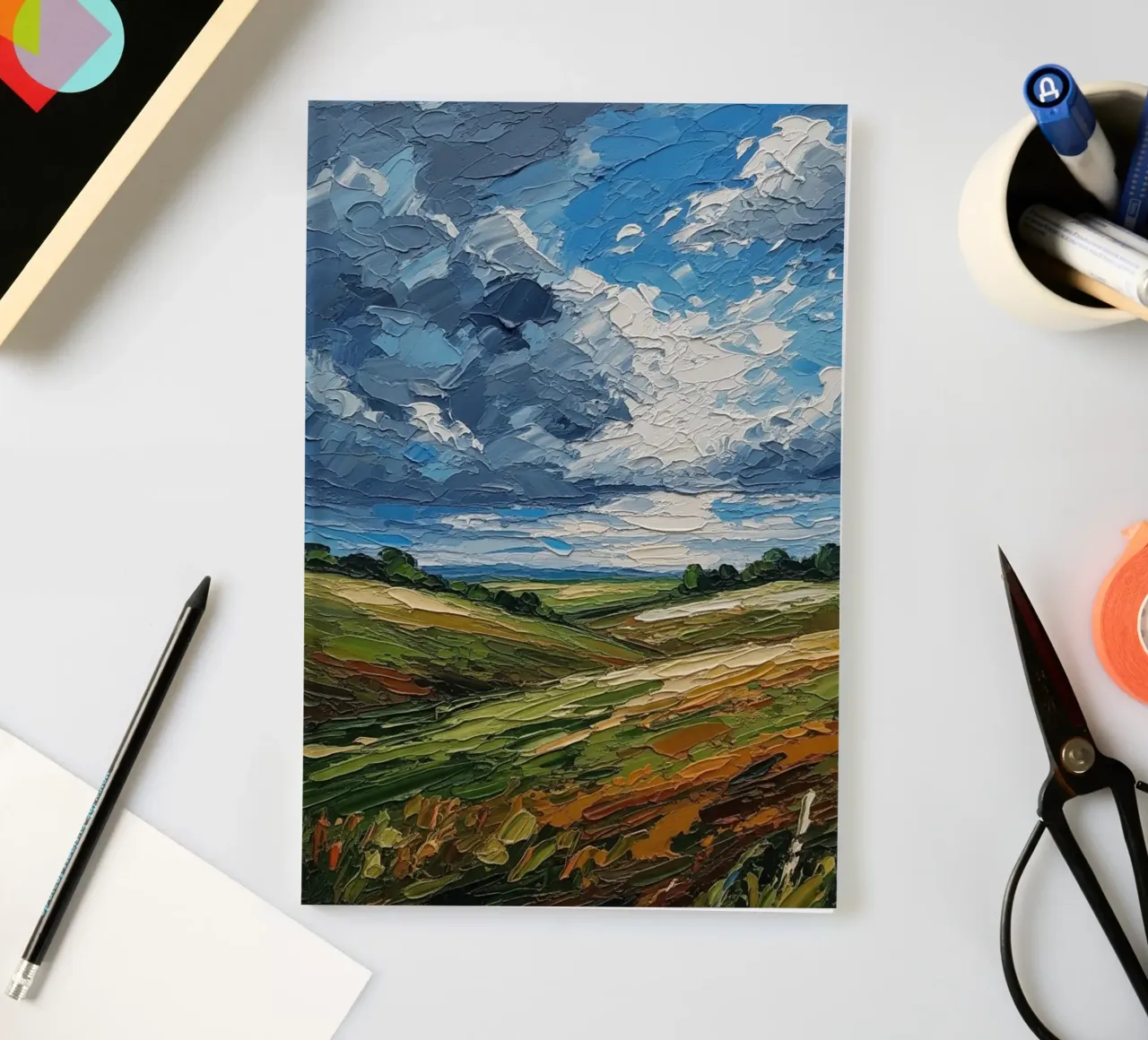 Impasto Fields Under a Dramatic Sky: A Textured Landscape notebook by Artistic-shop
