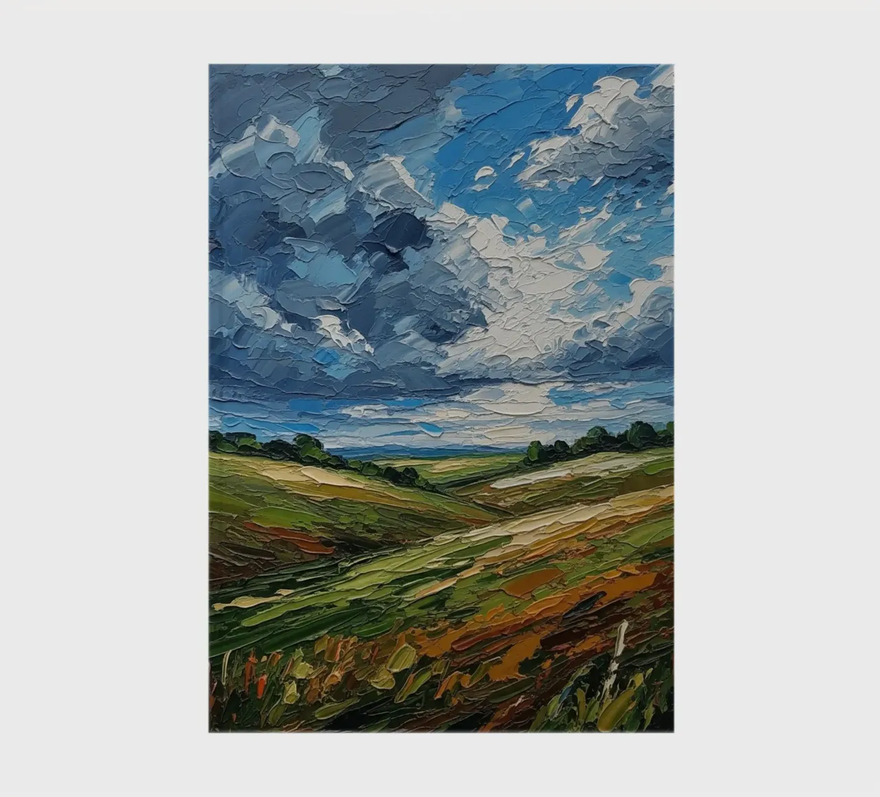 Impasto Fields Under a Dramatic Sky: A Textured Landscape notebook by Artistic-shop