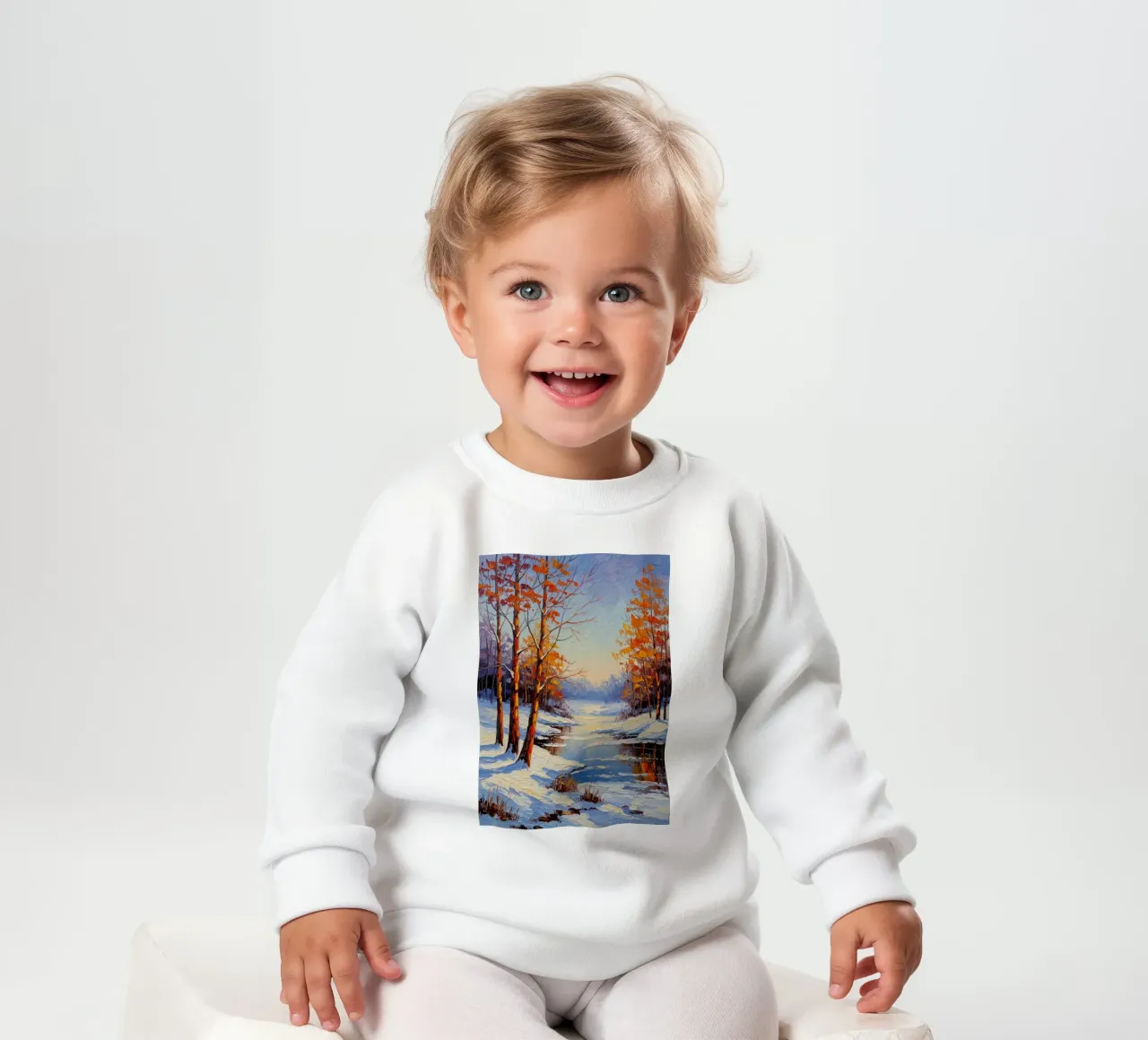 Serenità invernale: Un paesaggio impressionista a texture felpa neonato da Artistic-shop