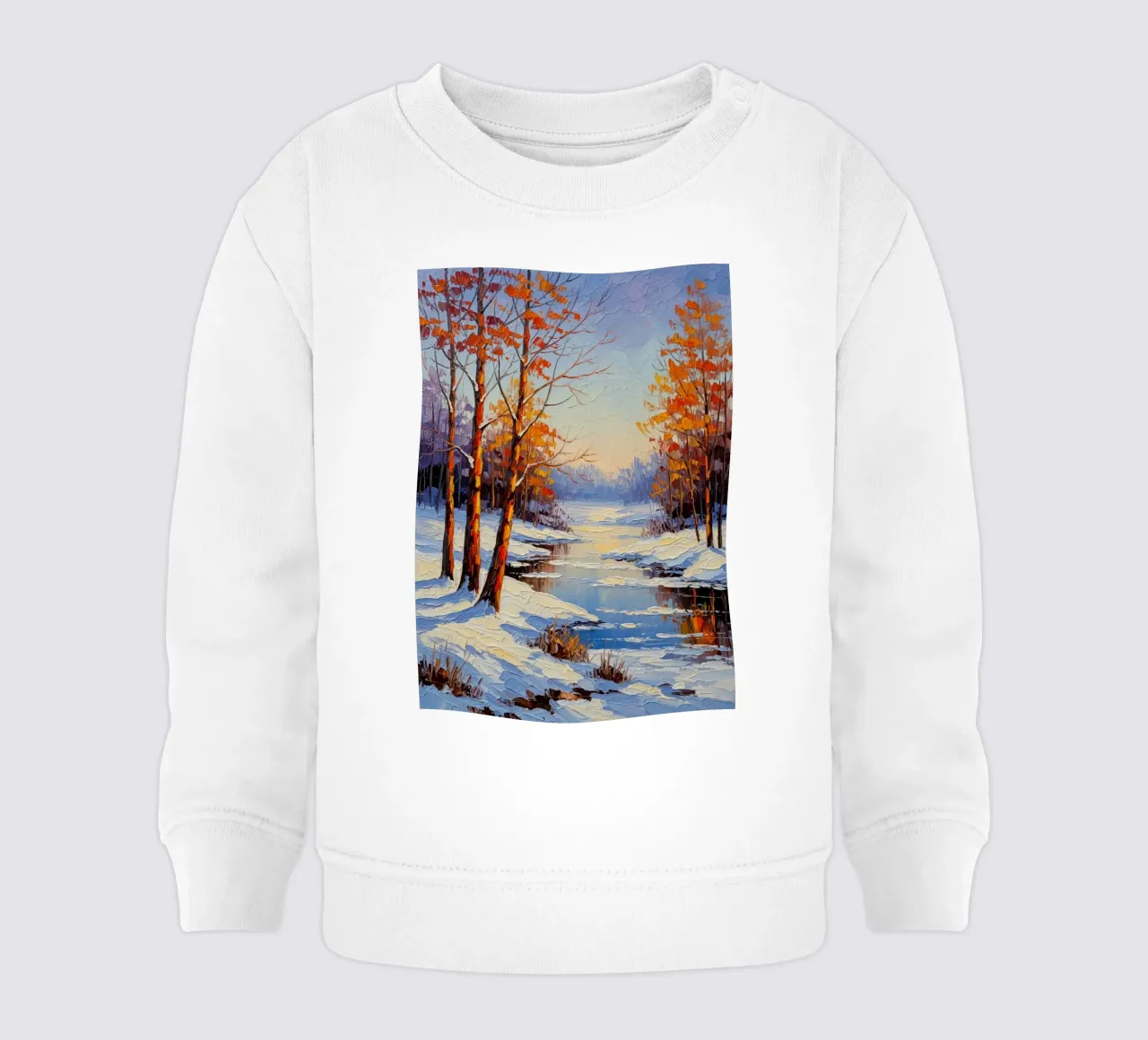 Serenità invernale: Un paesaggio impressionista a texture felpa neonato da Artistic-shop