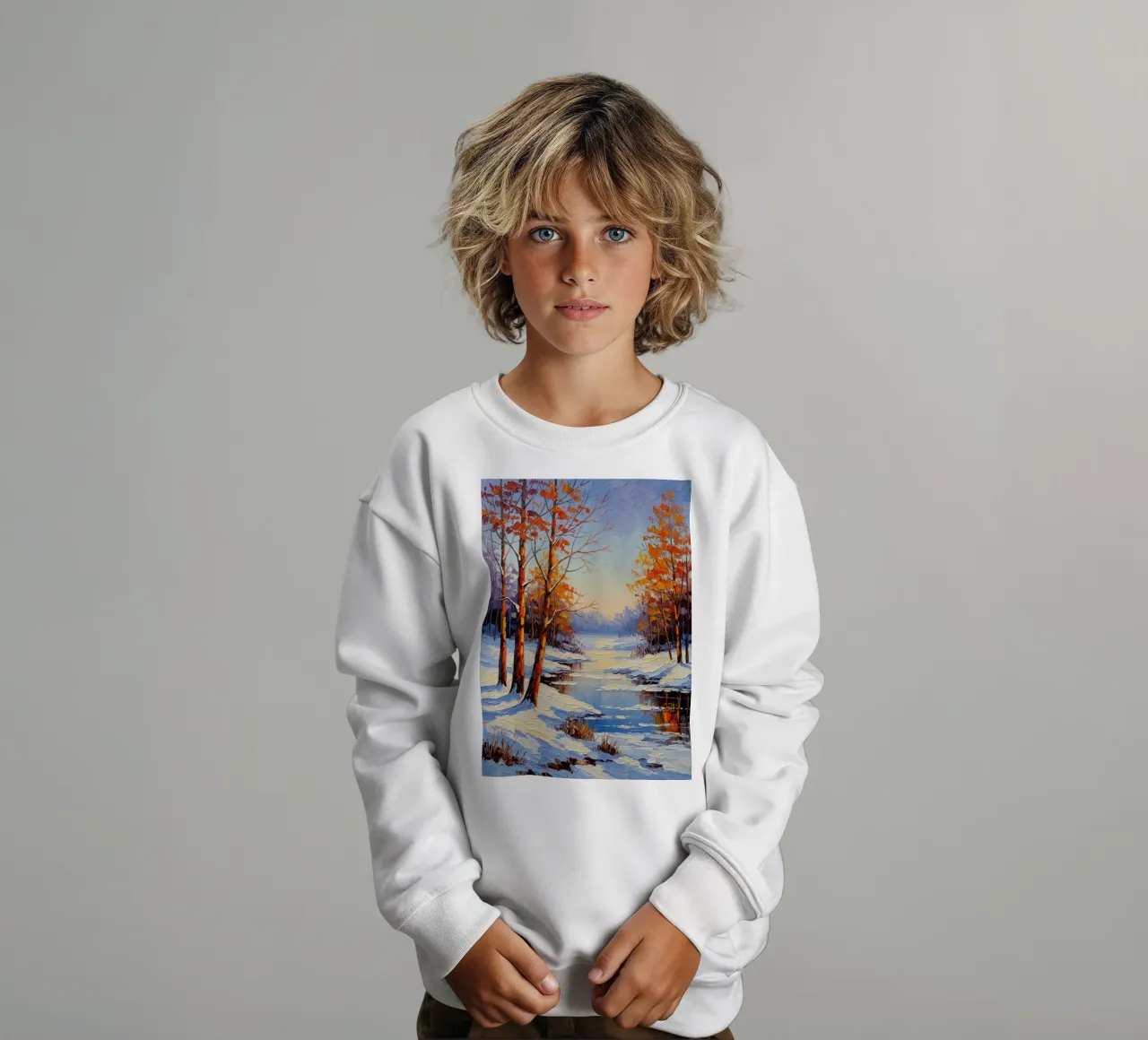 Serenità invernale: Un paesaggio impressionista a texture felpa bambino da Artistic-shop