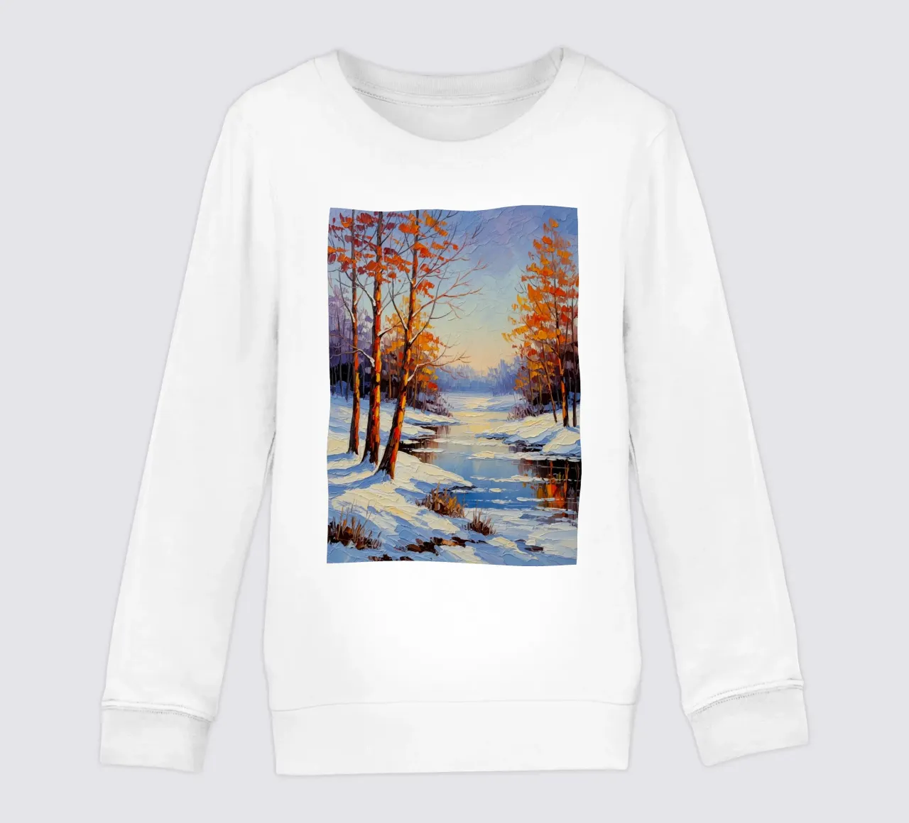 Serenità invernale: Un paesaggio impressionista a texture felpa bambino da Artistic-shop