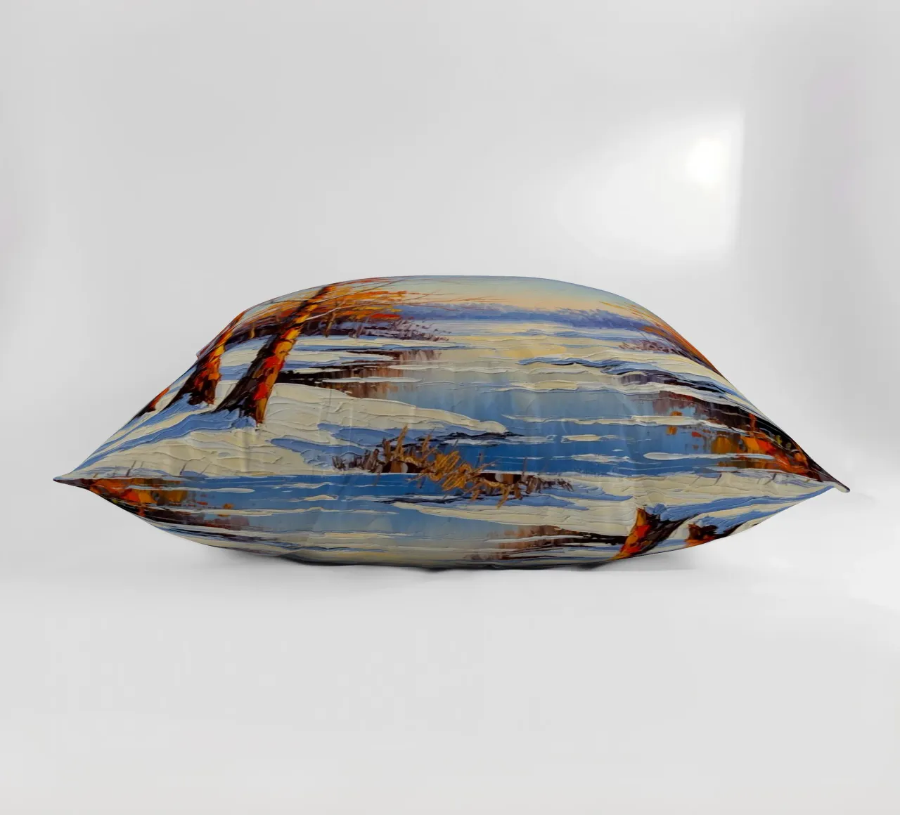 Serenità invernale: Un paesaggio impressionista a texture cuscino da Artistic-shop