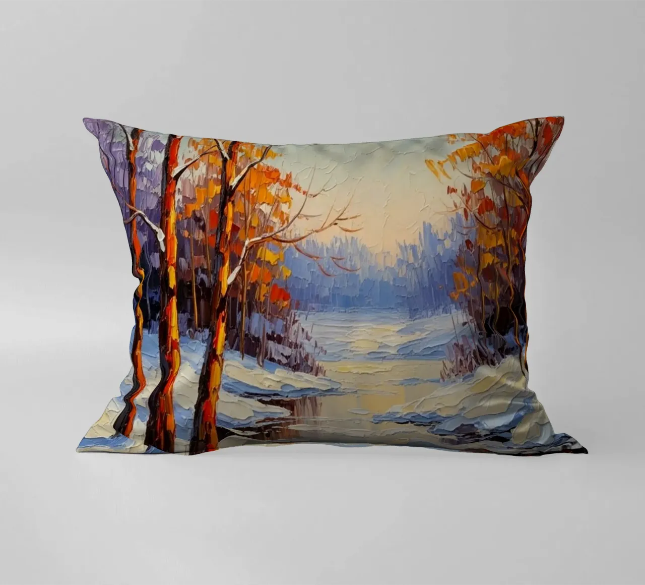Serenità invernale: Un paesaggio impressionista a texture cuscino da Artistic-shop