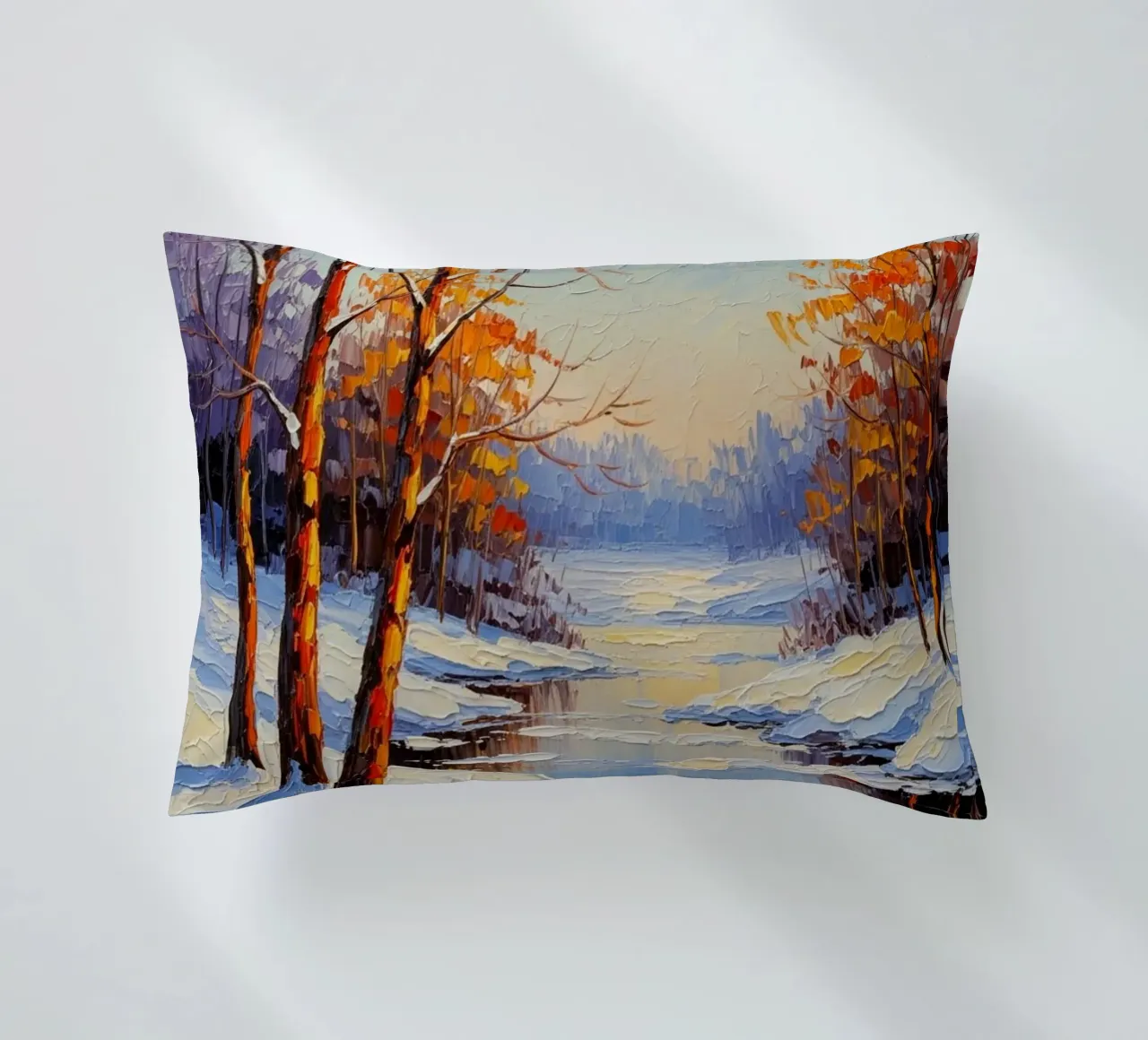 Serenità invernale: Un paesaggio impressionista a texture cuscino da Artistic-shop