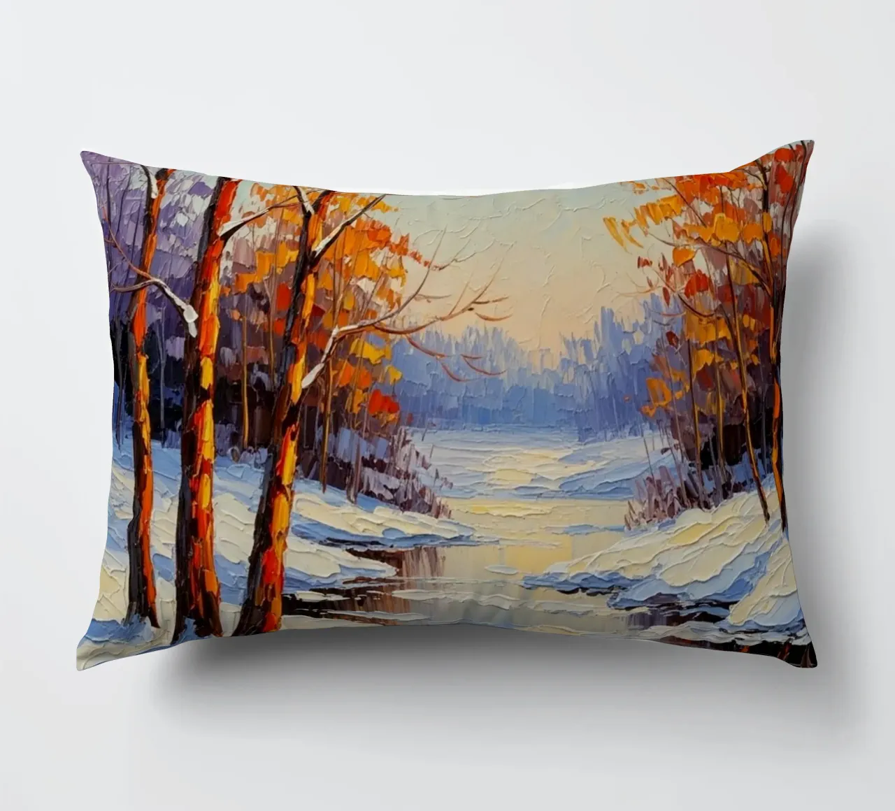 Serenità invernale: Un paesaggio impressionista a texture cuscino da Artistic-shop