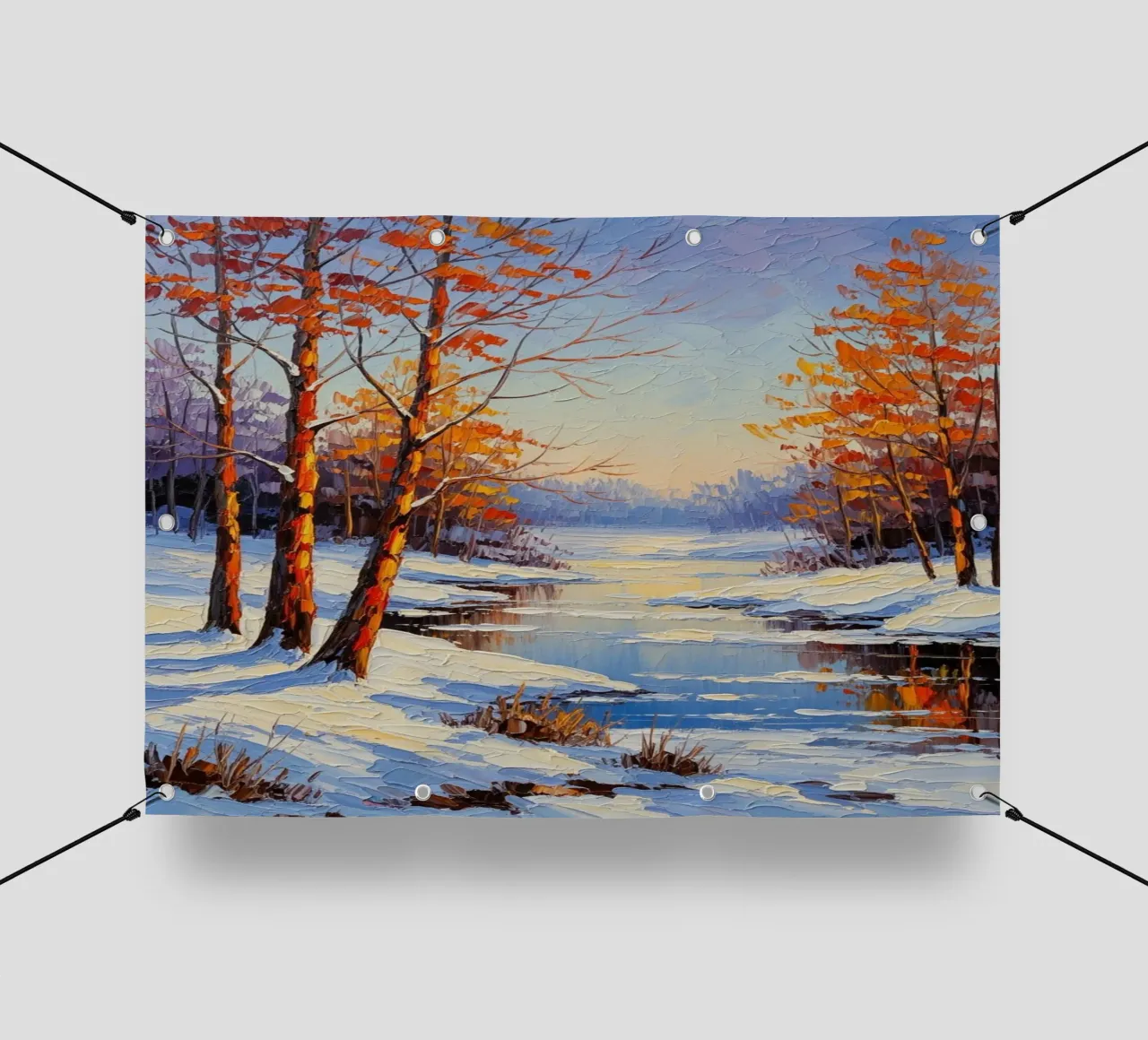 Serenità invernale: Un paesaggio impressionista a texture telo in pvc da Artistic-shop