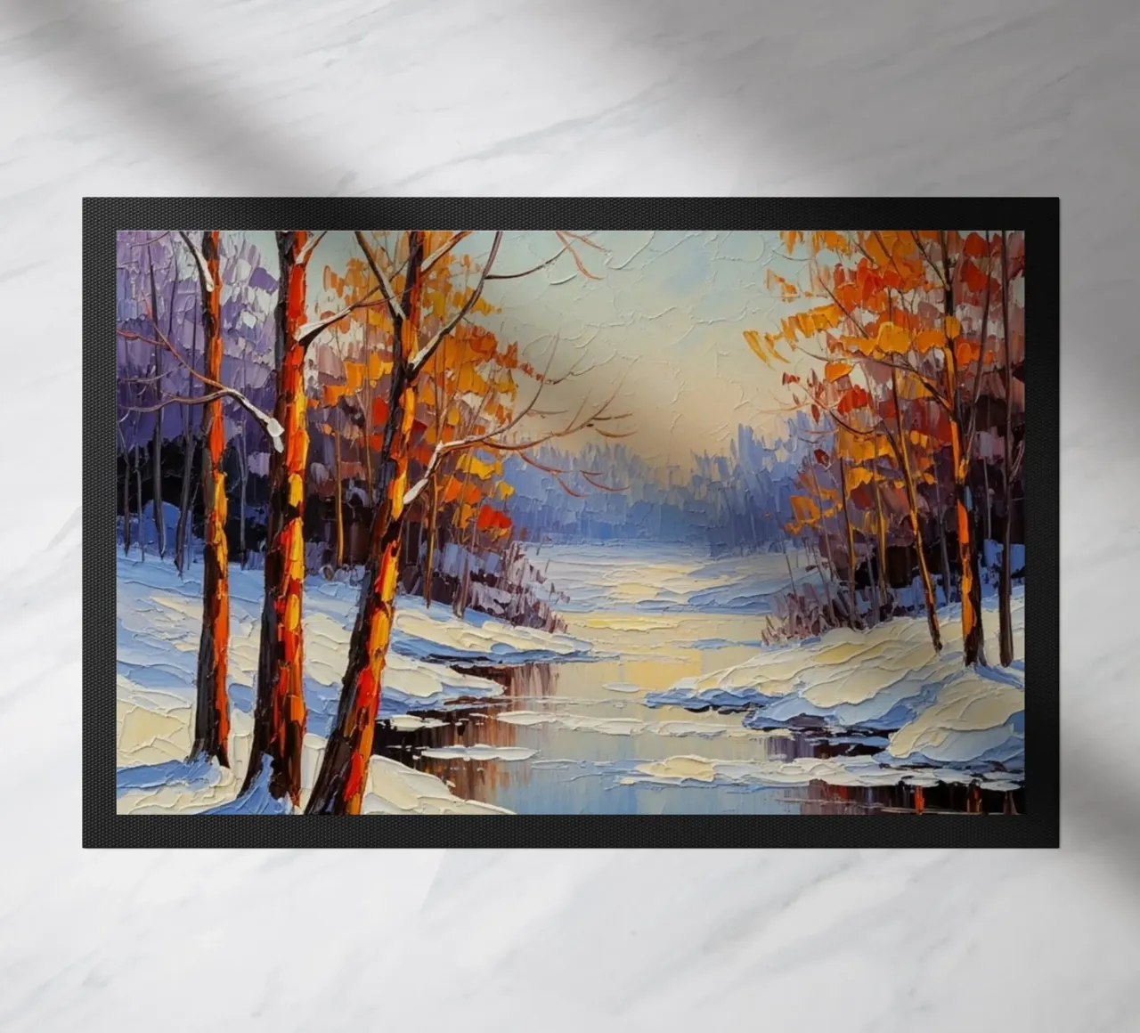 Serenità invernale: Un paesaggio impressionista a texture zerbino da Artistic-shop