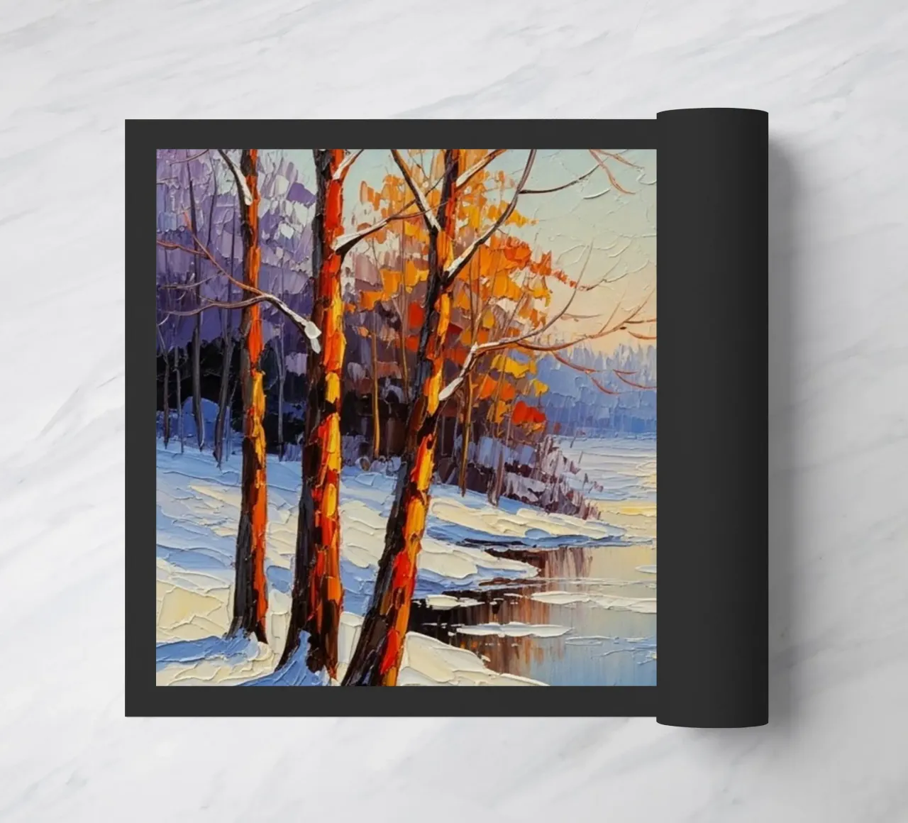 Serenità invernale: Un paesaggio impressionista a texture zerbino da Artistic-shop