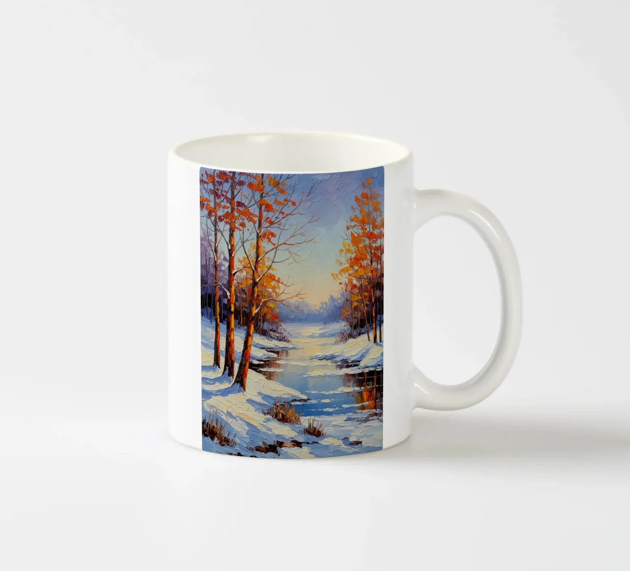 Serenità invernale: Un paesaggio impressionista a texture tazza in ceramica da Artistic-shop