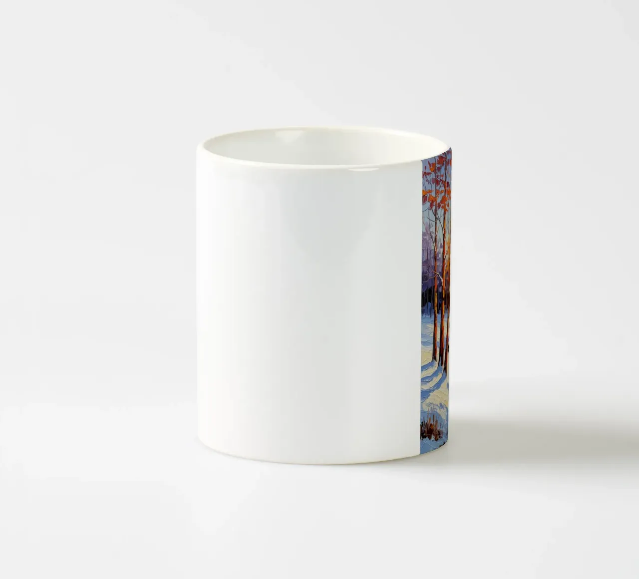 Serenità invernale: Un paesaggio impressionista a texture tazza in ceramica da Artistic-shop