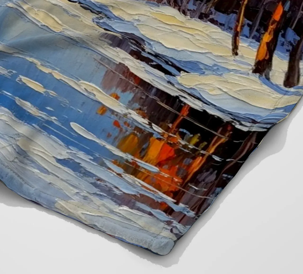 Serenità invernale: Un paesaggio impressionista a texture coperta in pile da Artistic-shop