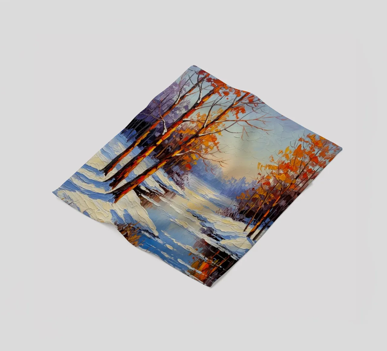 Serenità invernale: Un paesaggio impressionista a texture coperta in pile da Artistic-shop