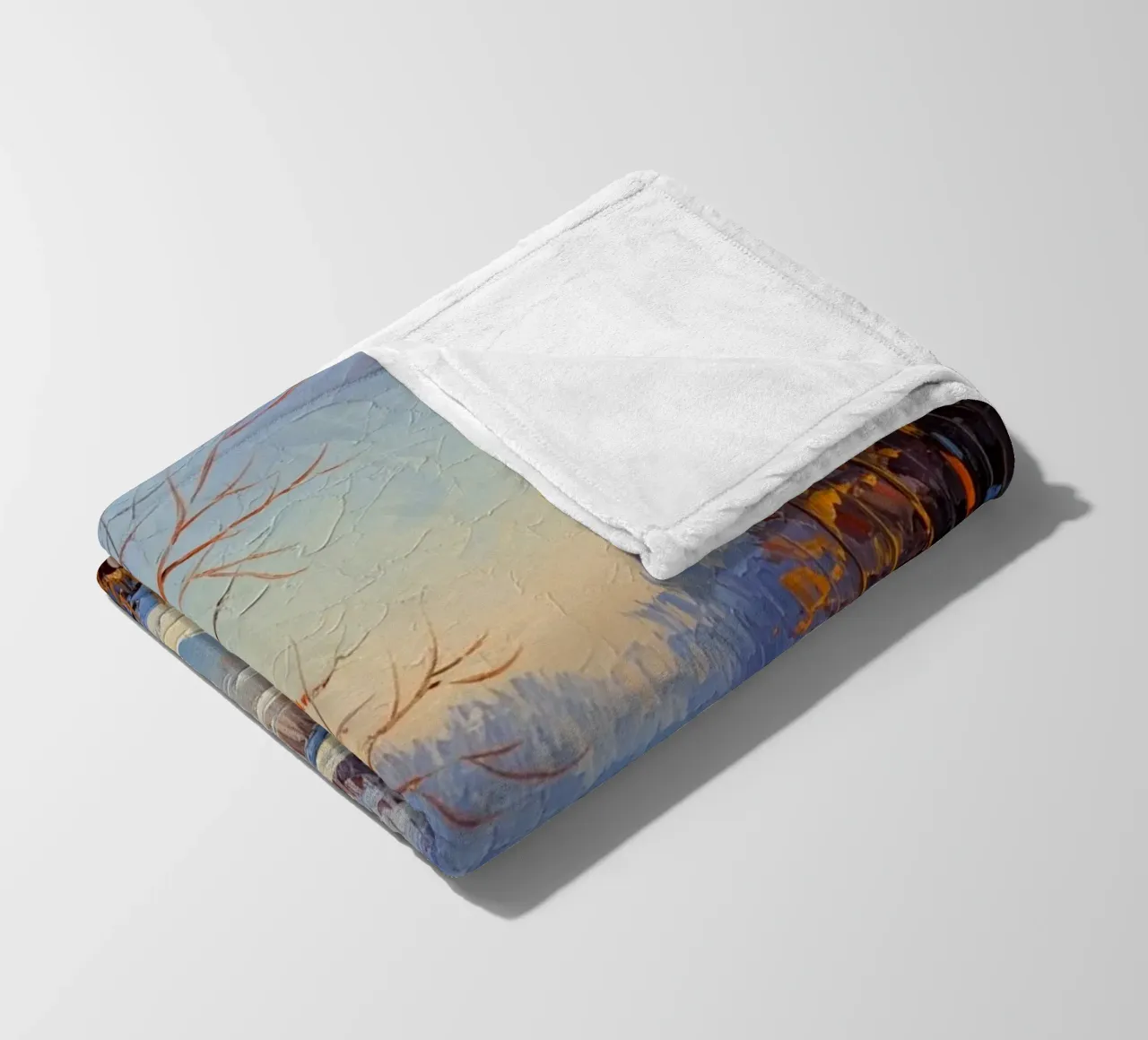 Serenità invernale: Un paesaggio impressionista a texture coperta in pile da Artistic-shop