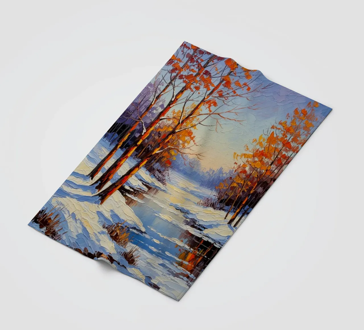 Serenità invernale: Un paesaggio impressionista a texture coperta in pile da Artistic-shop