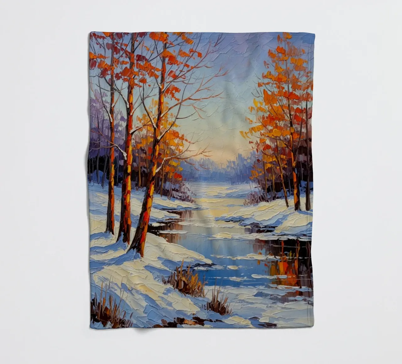 Serenità invernale: Un paesaggio impressionista a texture coperta in pile da Artistic-shop