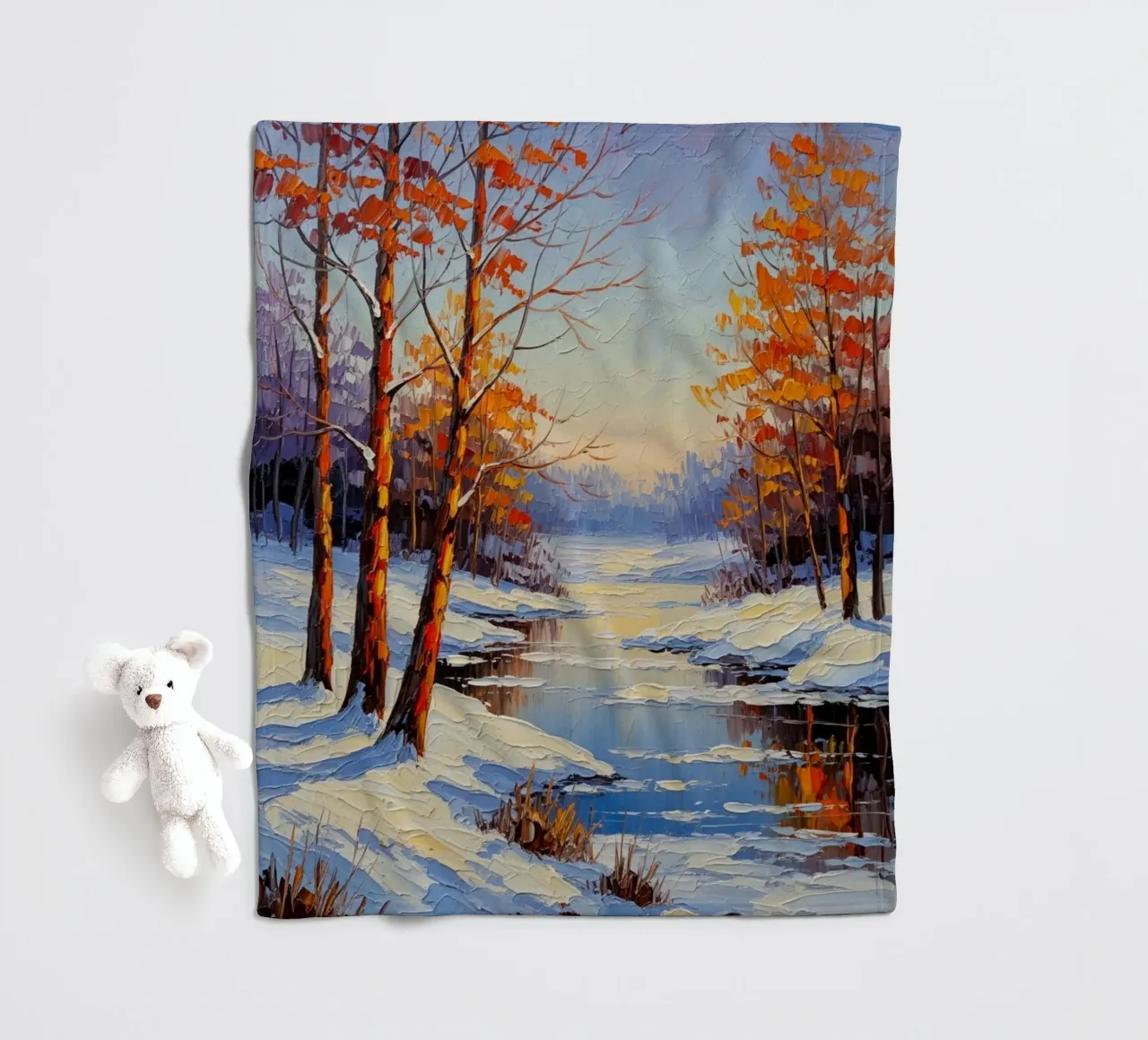 Serenità invernale: Un paesaggio impressionista a texture coperta in pile da Artistic-shop