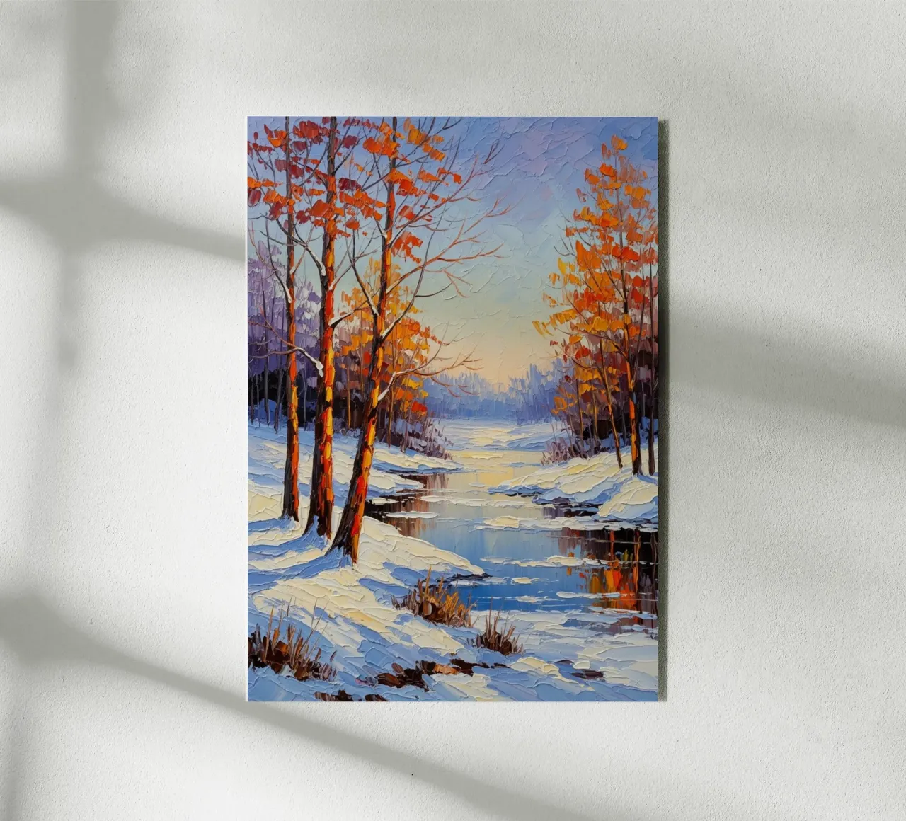 Serenità invernale: Un paesaggio impressionista a texture alluminio dibond da Artistic-shop