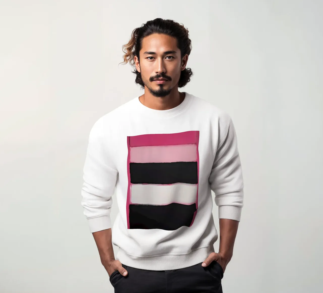 Pittura astratta con bande di colore rosa felpa da DesignDoodle