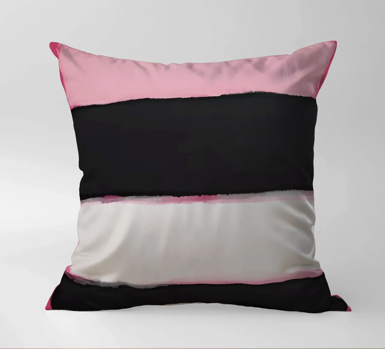 Pittura astratta con bande di colore rosa cuscino da DesignDoodle