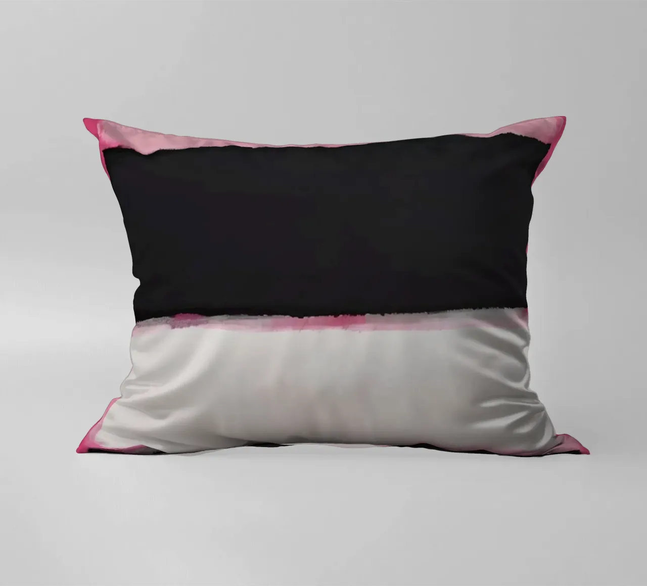 Pittura astratta con bande di colore rosa cuscino da DesignDoodle