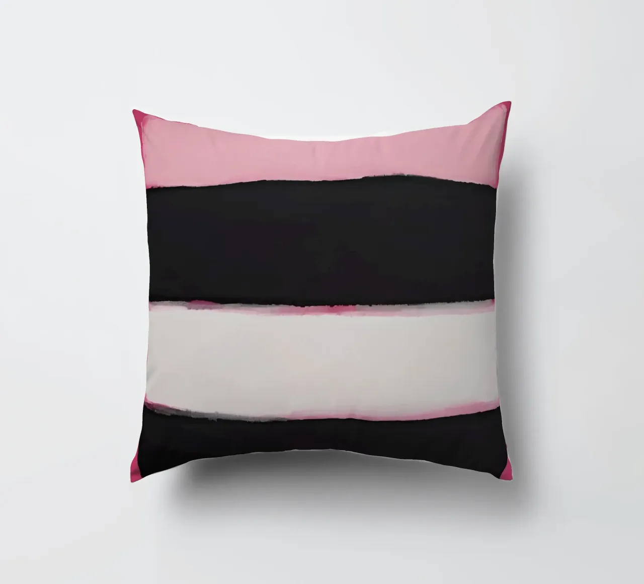 Pittura astratta con bande di colore rosa cuscino da DesignDoodle