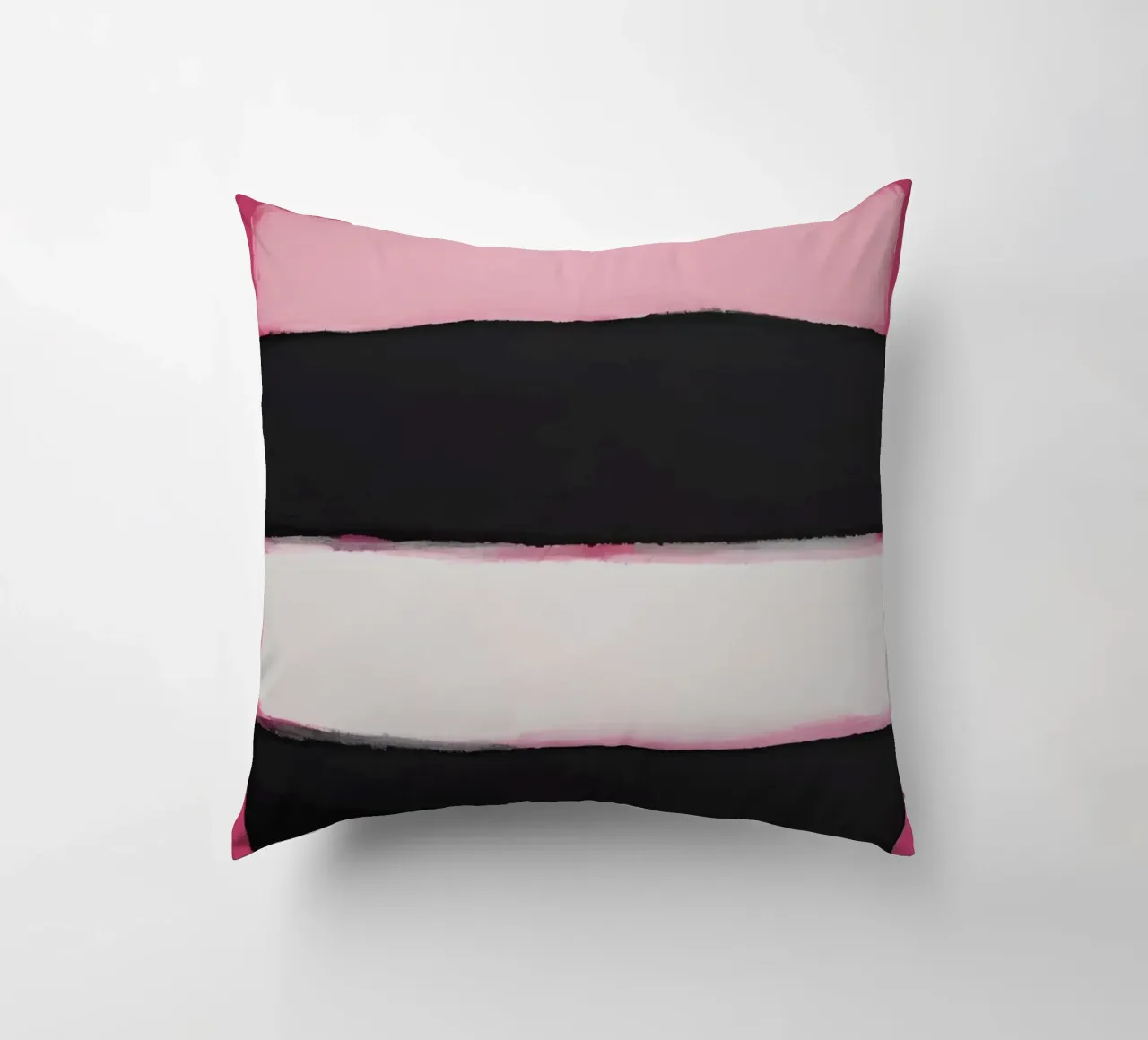 Pittura astratta con bande di colore rosa cuscino da DesignDoodle
