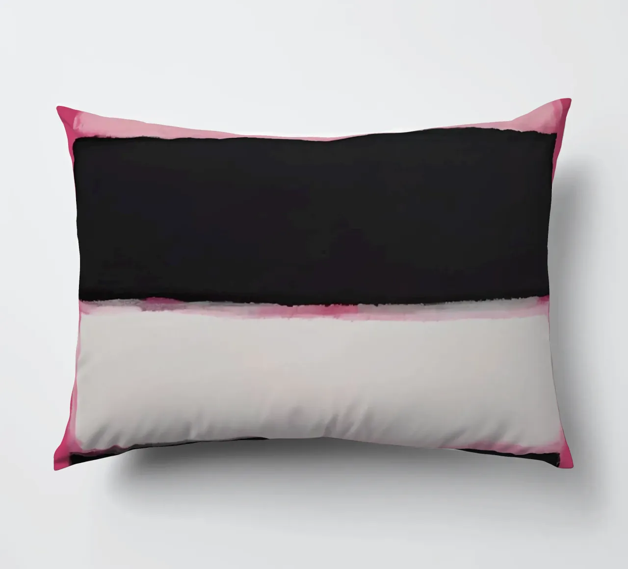 Pittura astratta con bande di colore rosa cuscino da DesignDoodle