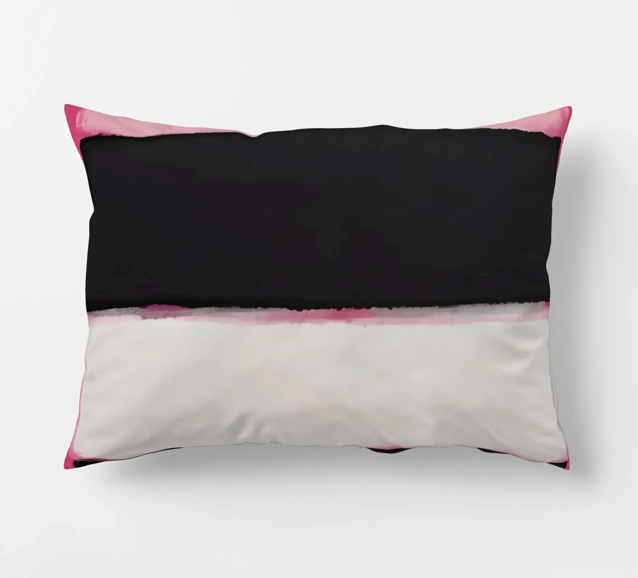 Pittura astratta con bande di colore rosa cuscino da DesignDoodle
