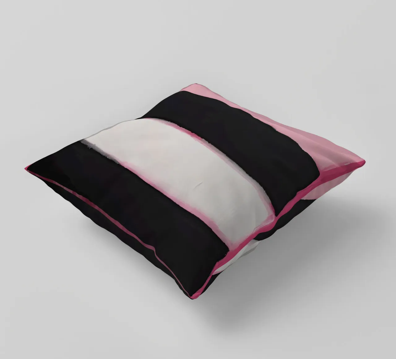 Pittura astratta con bande di colore rosa cuscino da DesignDoodle