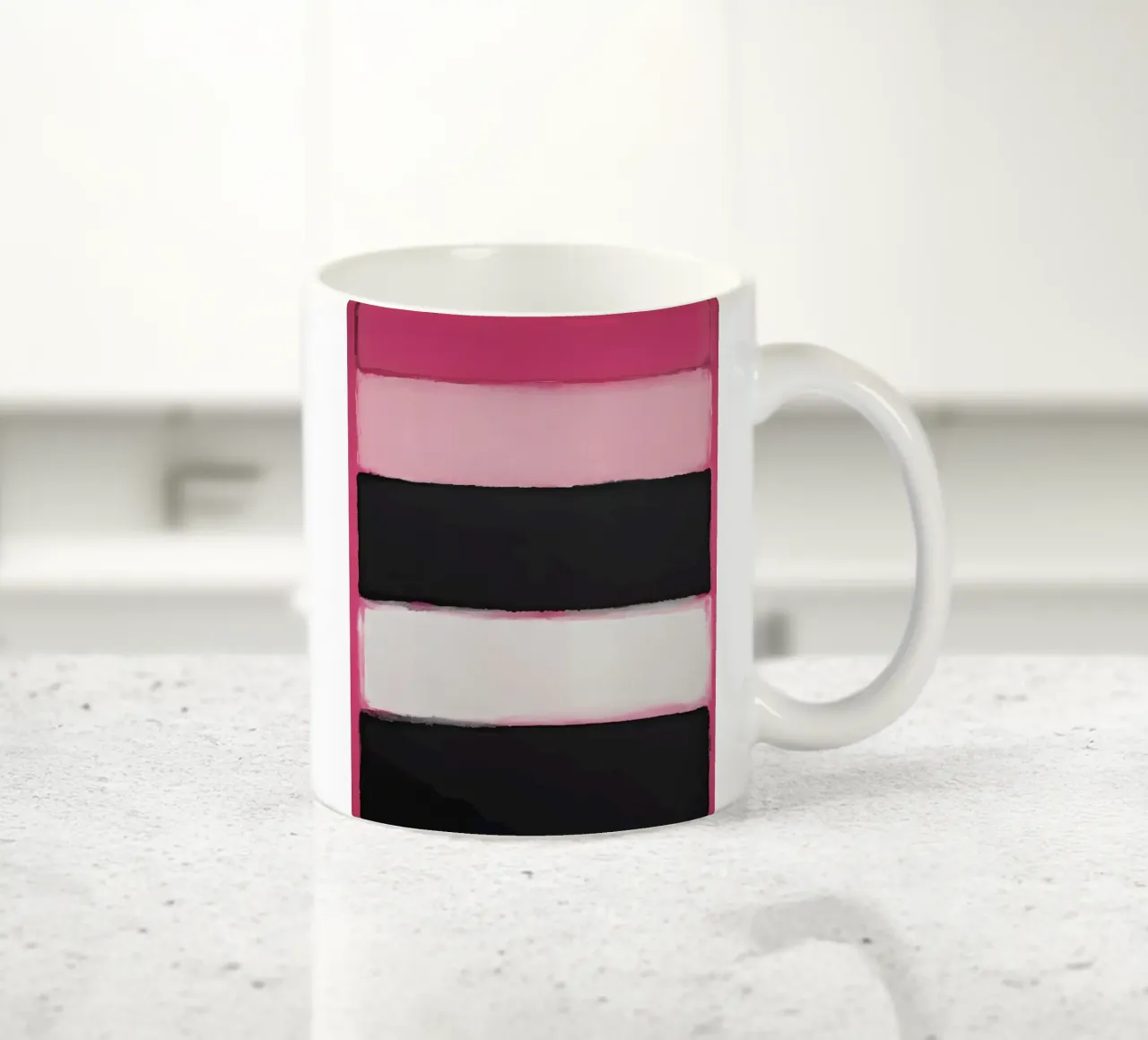 Pittura astratta con bande di colore rosa tazza in ceramica da DesignDoodle