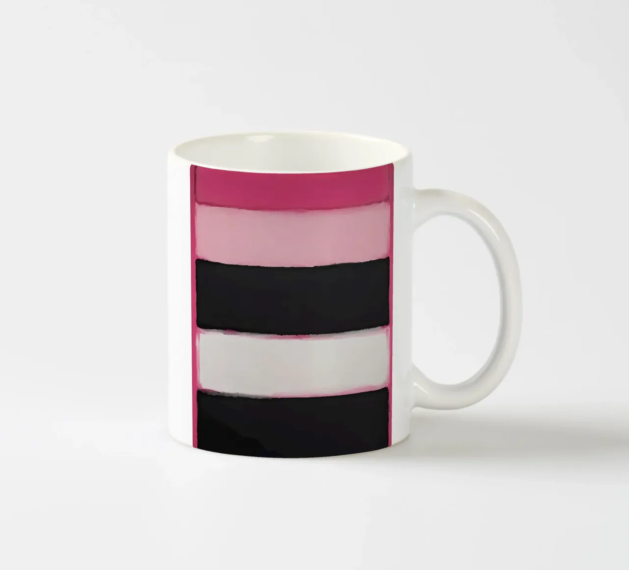 Pittura astratta con bande di colore rosa tazza in ceramica da DesignDoodle