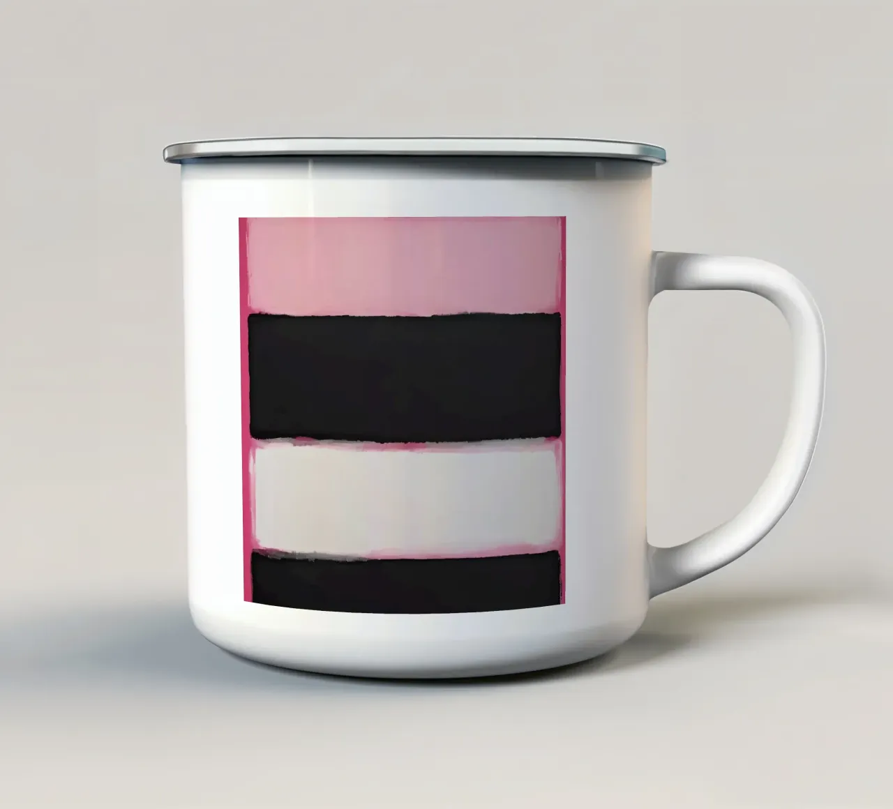 Pittura astratta con bande di colore rosa tazza in smalto da DesignDoodle