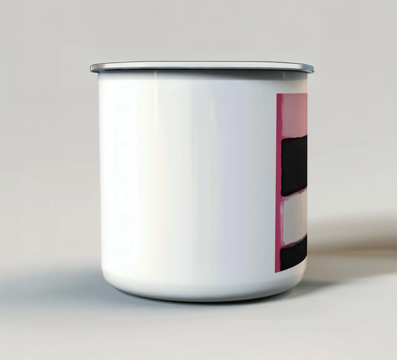 Pittura astratta con bande di colore rosa tazza in smalto da DesignDoodle
