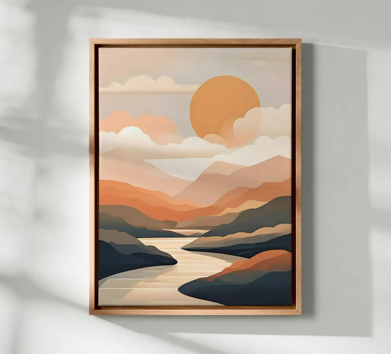 Serene zonsondergang canvas met Baklijst van Artistic-shop