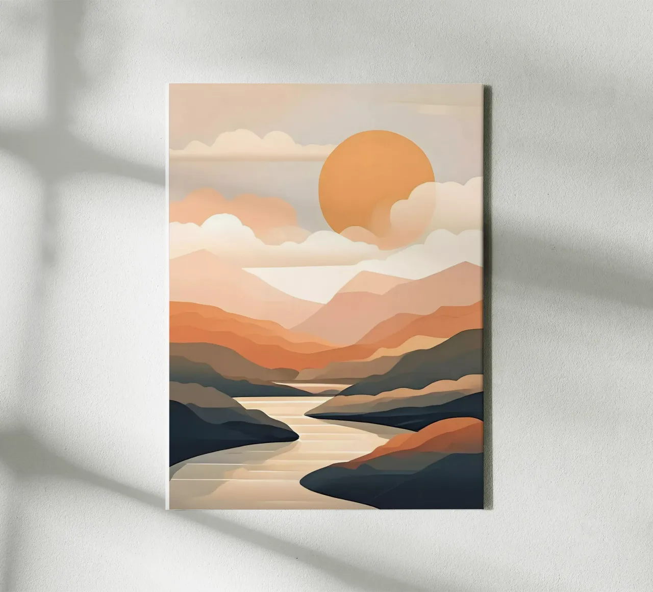 Serene zonsondergang canvas met Baklijst van Artistic-shop