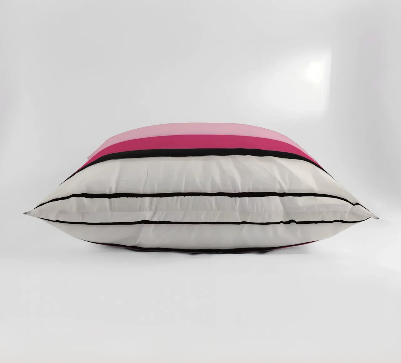 Pittura astratta con bande rosa, bianche e nere cuscino da DesignDoodle
