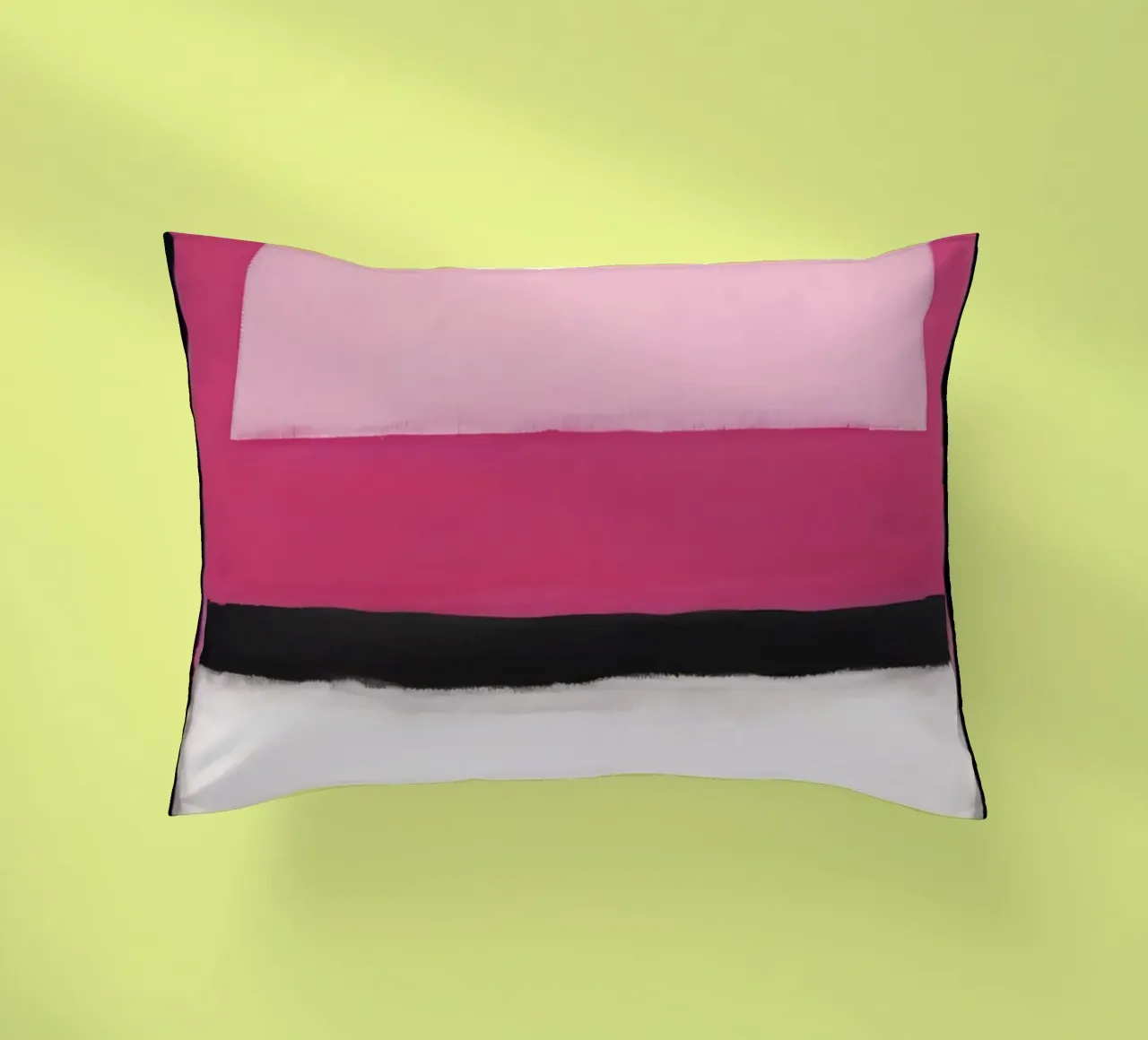 Pittura astratta con bande rosa, bianche e nere cuscino da DesignDoodle