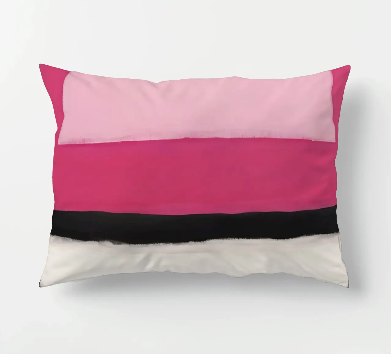 Pittura astratta con bande rosa, bianche e nere cuscino da DesignDoodle