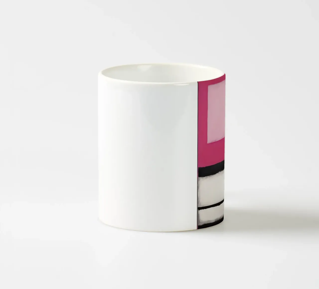 Pittura astratta con bande rosa, bianche e nere tazza in ceramica da DesignDoodle