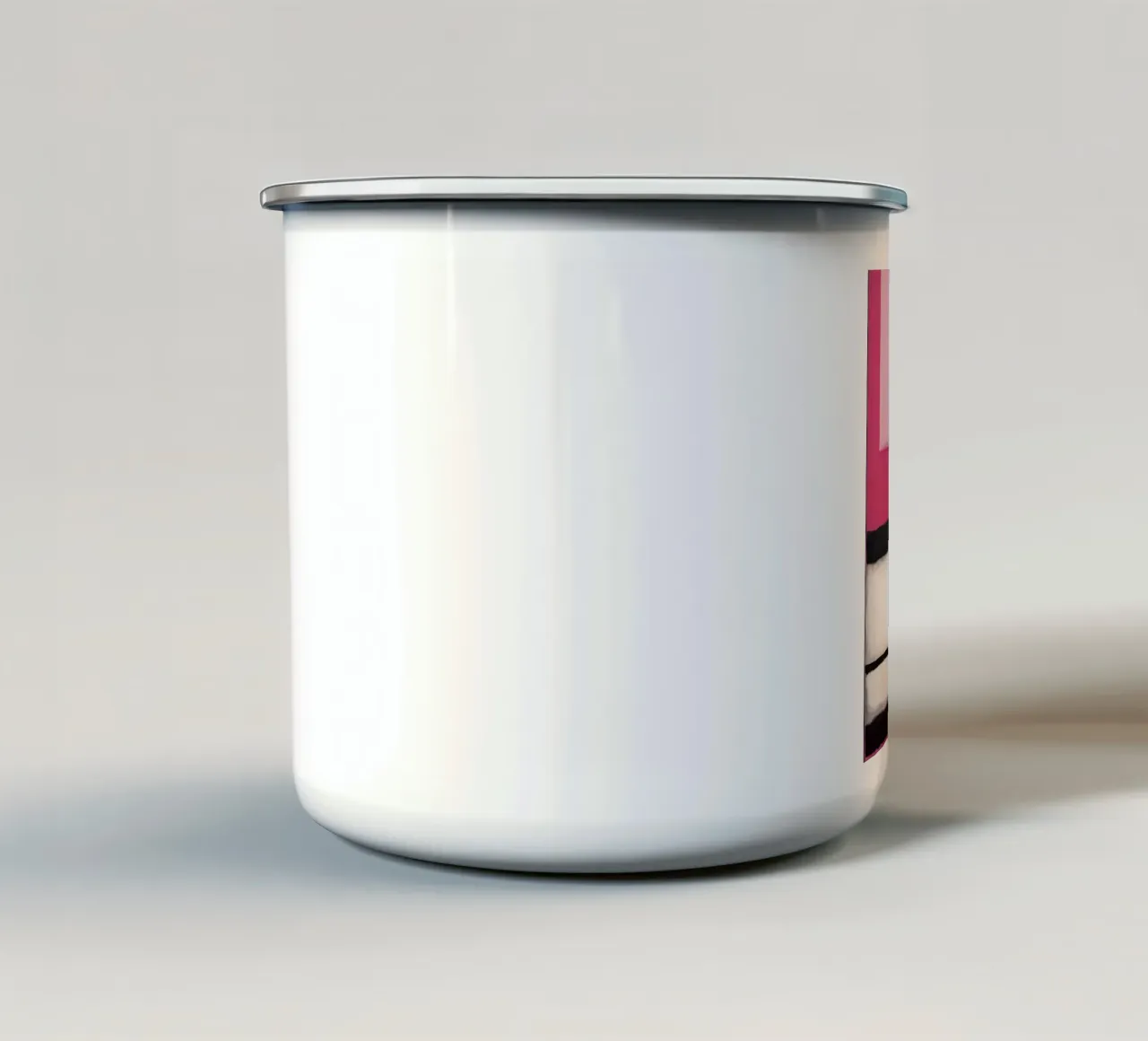 Pittura astratta con bande rosa, bianche e nere tazza in smalto da DesignDoodle