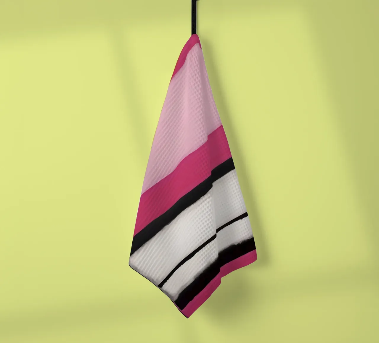 Pittura astratta con bande rosa, bianche e nere canovaccio da cucina da DesignDoodle