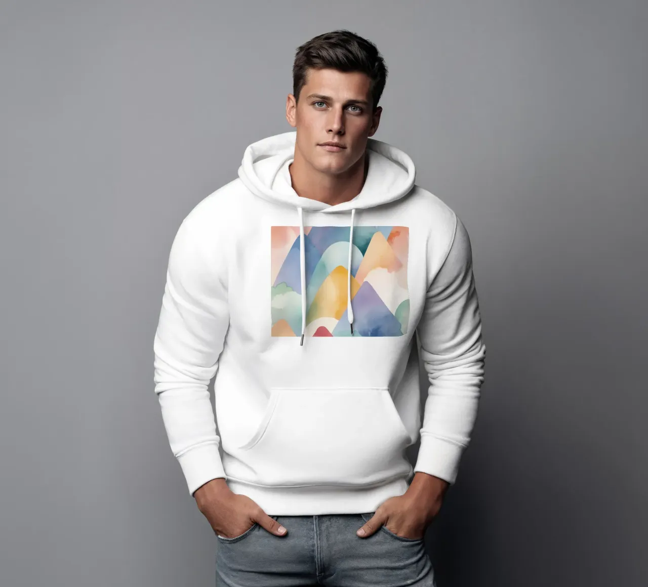 Paesaggio astratto ad acquerello Colline felpa con cappuccio da DesignDoodle