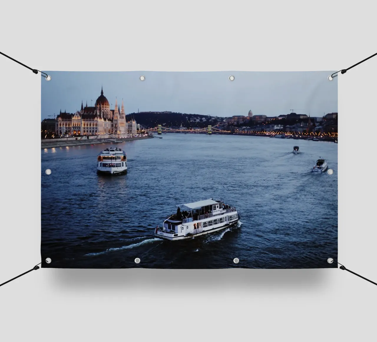 Navi sul Danubio a Budapest, Ungheria telo in pvc da fotokunst