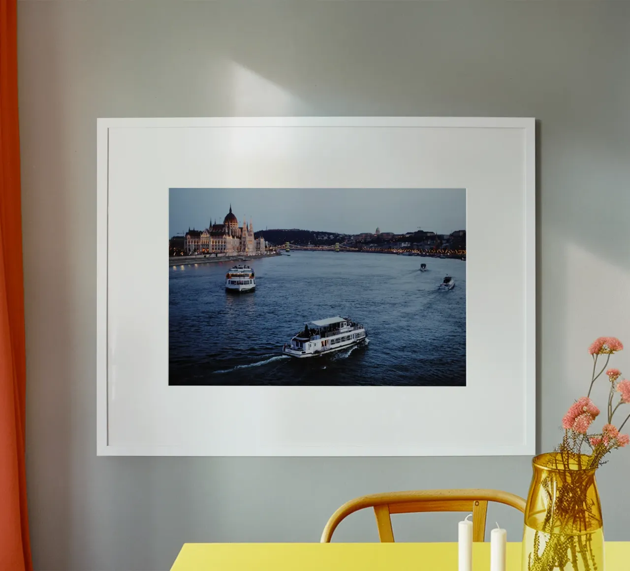 Navi sul Danubio a Budapest, Ungheria carta hahnemühle da fotokunst